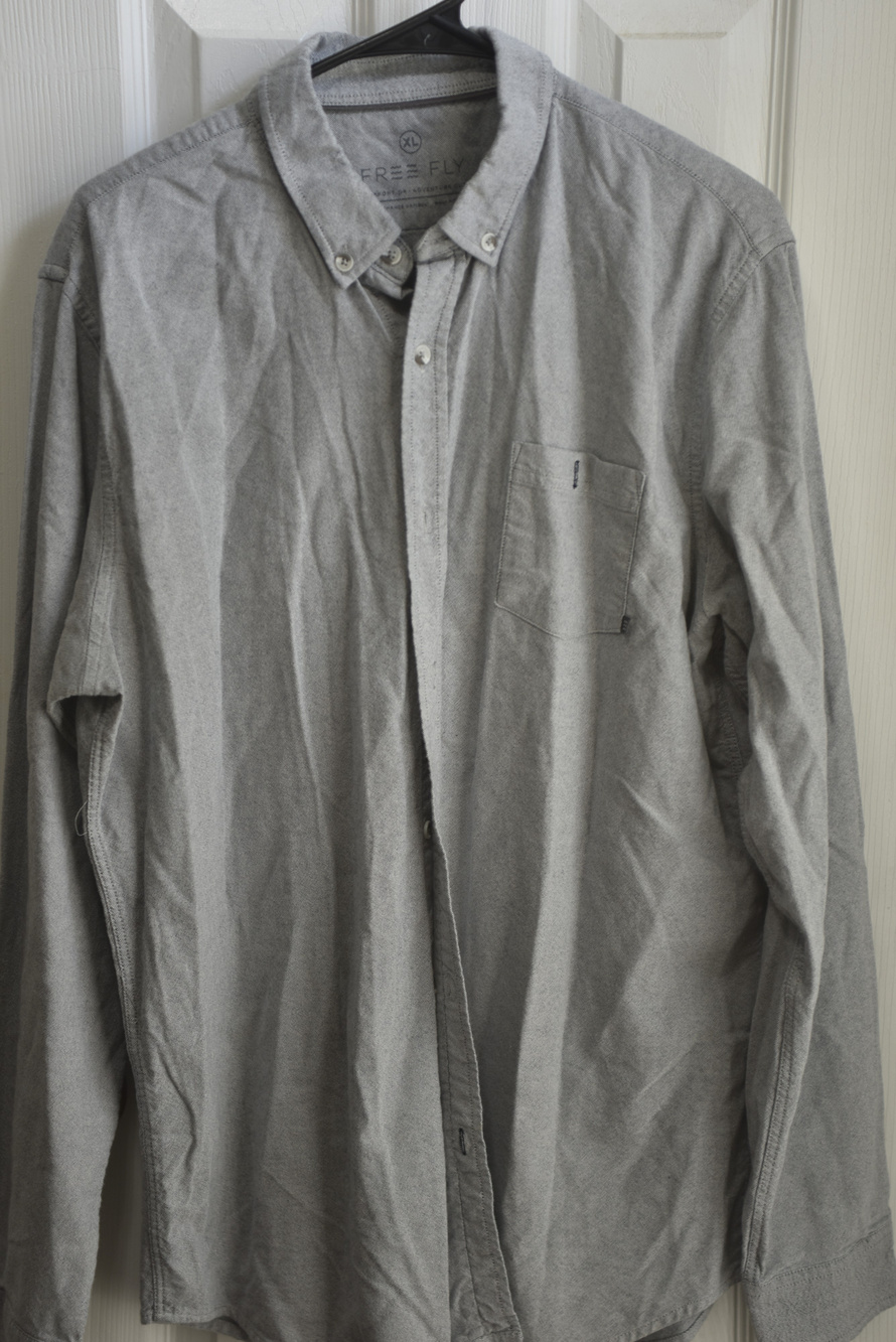Free Fly Gray Button Up Shirt Long Sleeve Pocket Size XL LSC151